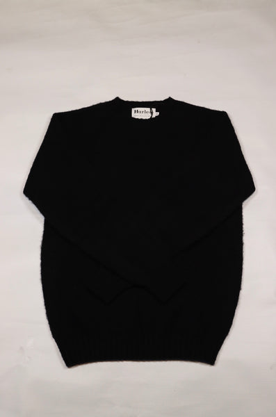 Harley of Scotland- Shaggy Raglan Sweater in Black