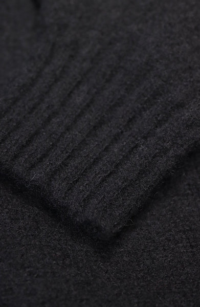 Harley of Scotland- Shaggy Raglan Sweater in Black