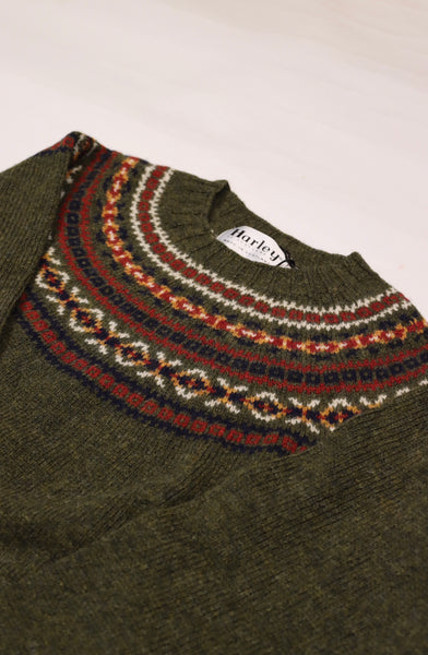 Harley of Scotland- Women’s Fairisle Sweater in Pineshadow