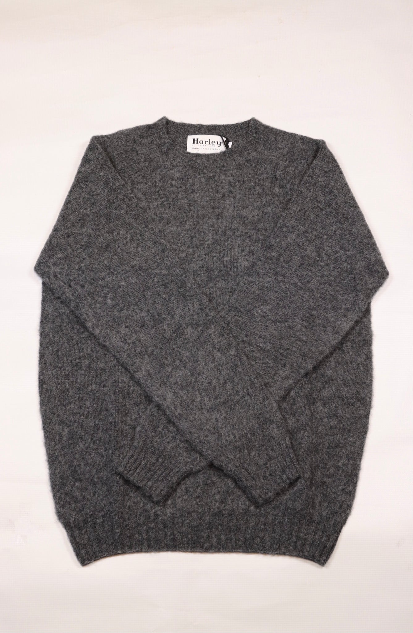 Harley of Scotland- Shaggy Raglan Sweater in Oxford Grey