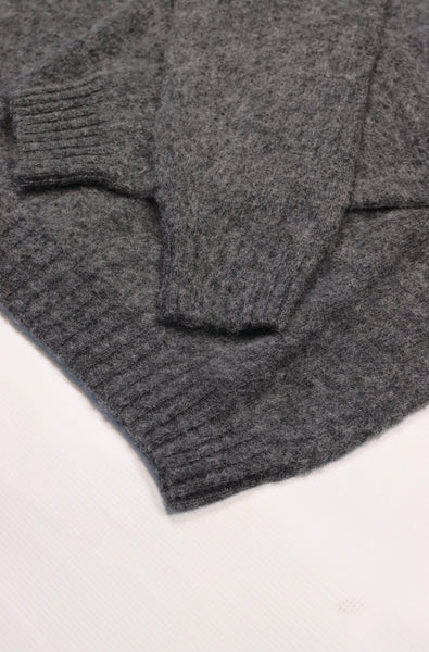 Harley of Scotland- Shaggy Raglan Sweater in Oxford Grey