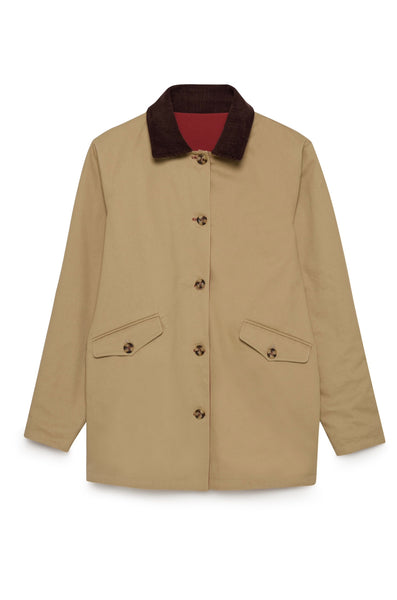 By the Oak- Short Trench Coat in Brick/Camel