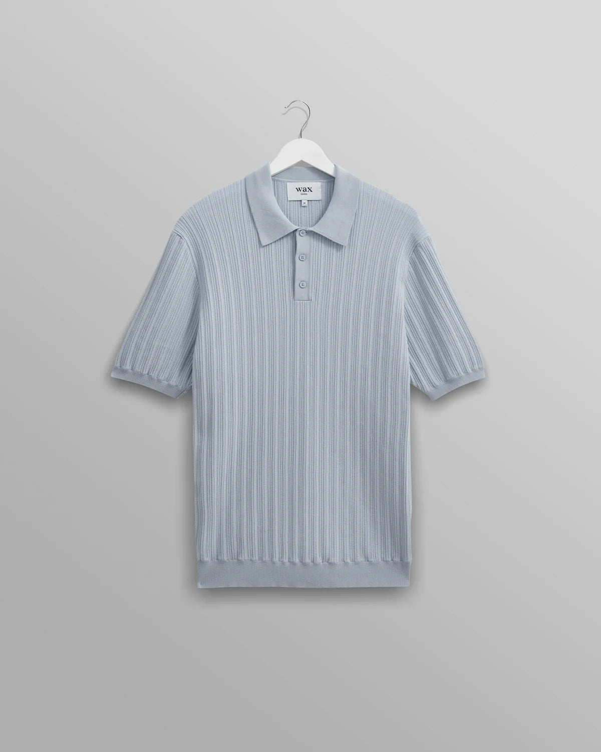 Wax London- Naples Polo Vertical Knit in Pale Blue