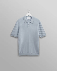 Wax London- Naples Polo Vertical Knit in Pale Blue