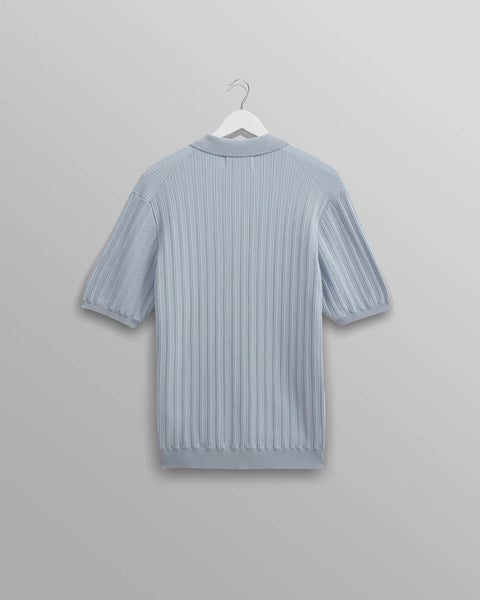 Wax London- Naples Polo Vertical Knit in Pale Blue