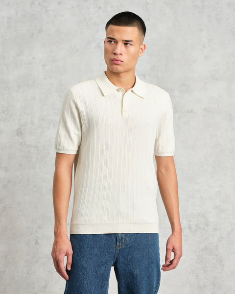 Wax London- Naples Polo Vertical Knit in Ercu