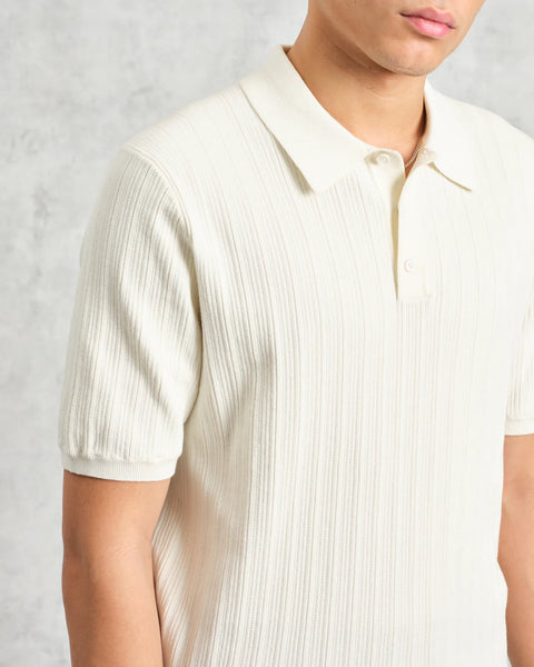 Wax London- Naples Polo Vertical Knit in Ercu