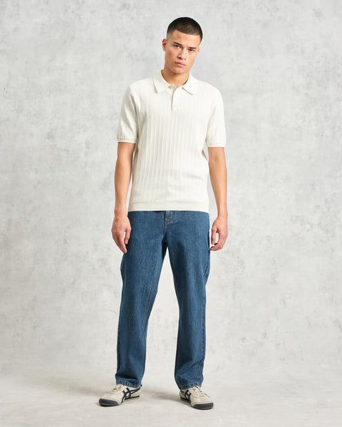 Wax London- Naples Polo Vertical Knit in Ercu