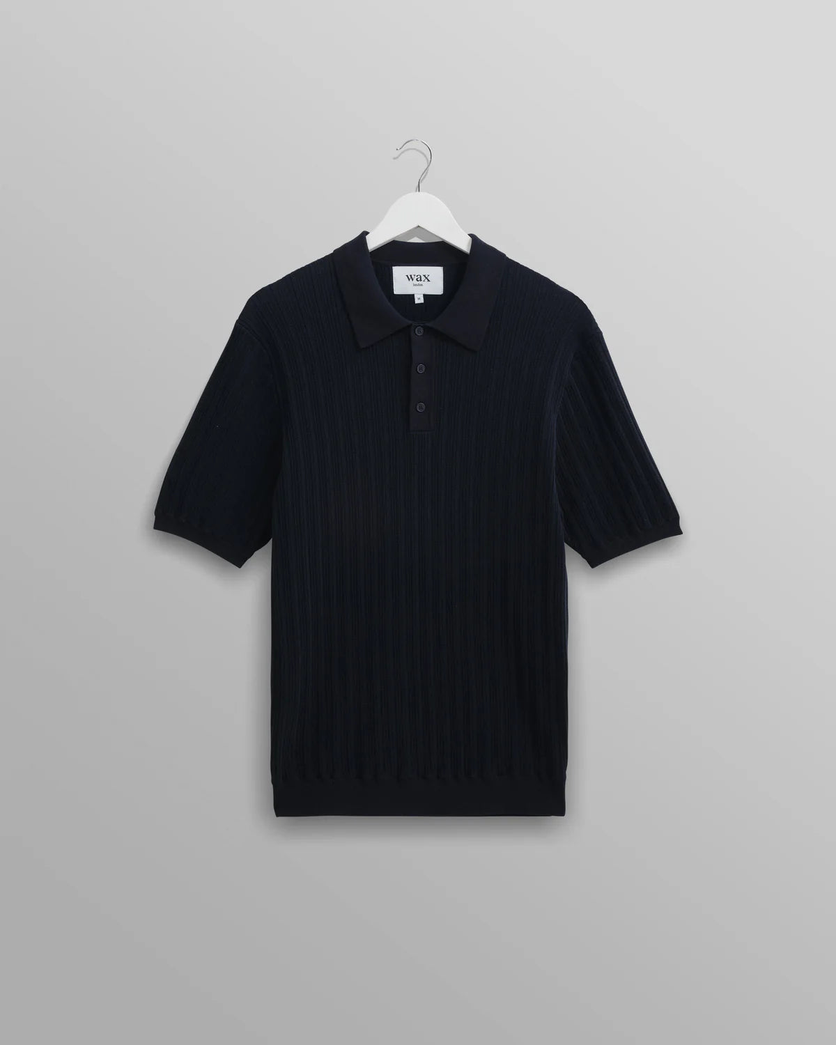 Wax London- Naples Polo Vertical Knit in Midnight