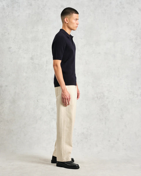 Wax London- Naples Polo Vertical Knit in Midnight