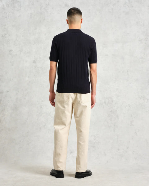 Wax London- Naples Polo Vertical Knit in Midnight