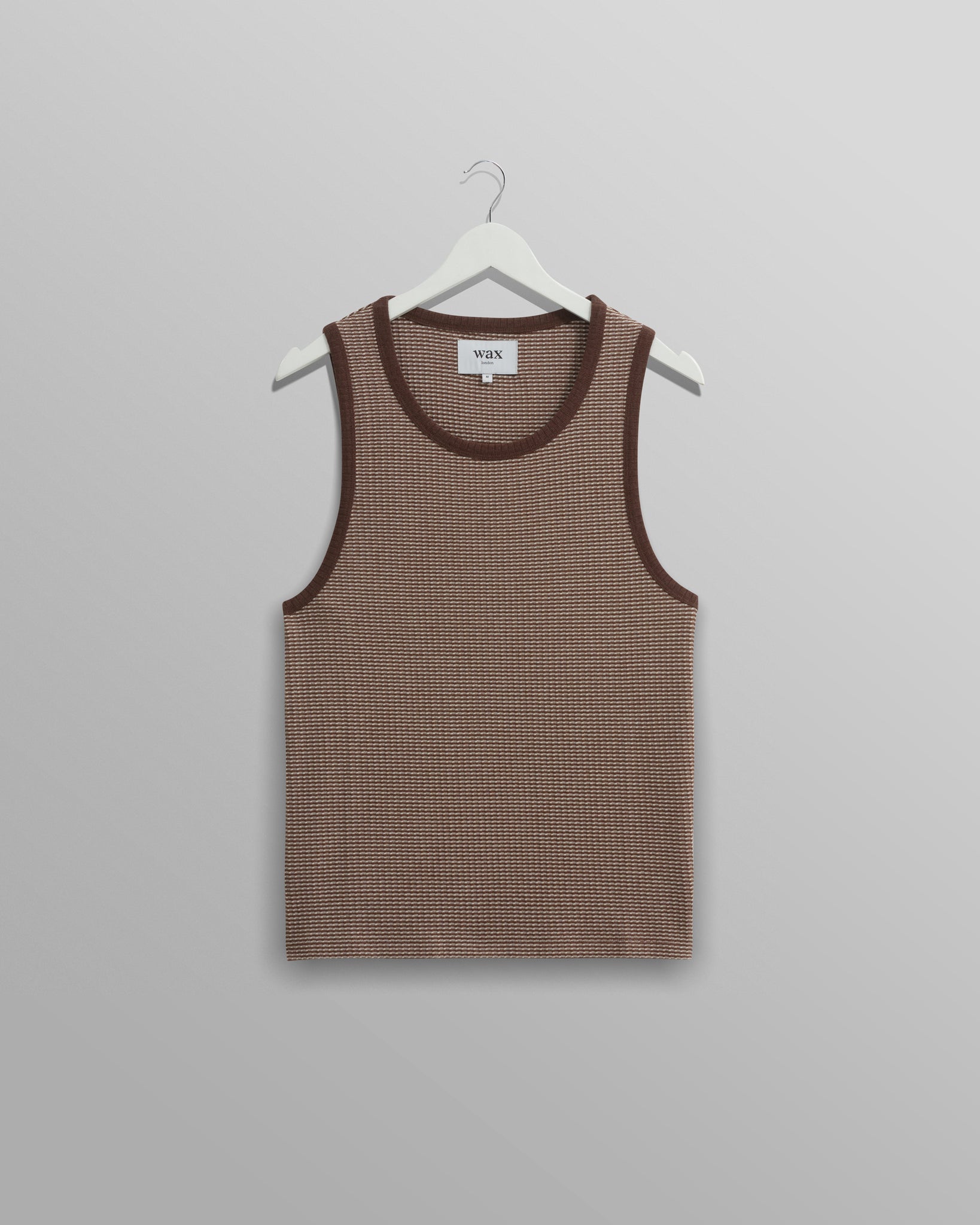 Wax London- Montague Vest in Brown/Ecru Mini Stripe