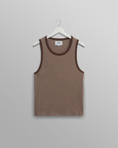 Wax London- Montague Vest in Brown/Ecru Mini Stripe