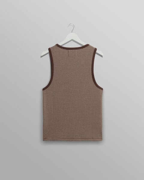 Wax London- Montague Vest in Brown/Ecru Mini Stripe