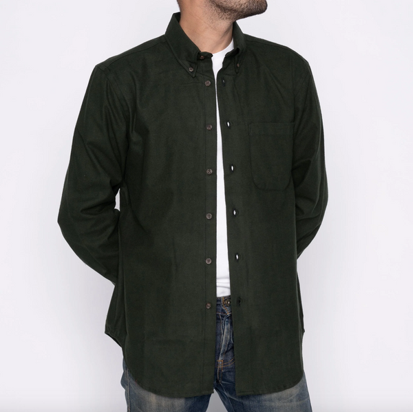 Naked & Famous- Easy Shirt Solid Flannel Forest