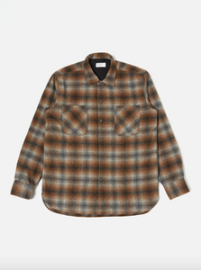 Universal Works- Work Shirt Recycled Wool Flannel Brown