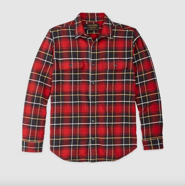 Filson- Vintage Flannel Work Shirt  Red Charcoal Plaid