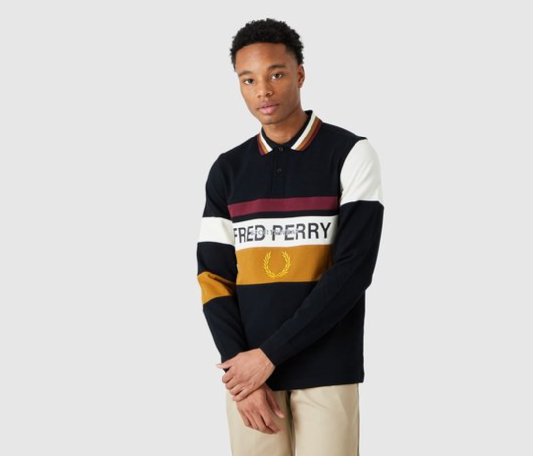 Fred Perry- LS Contrast Pannel Pique Polo