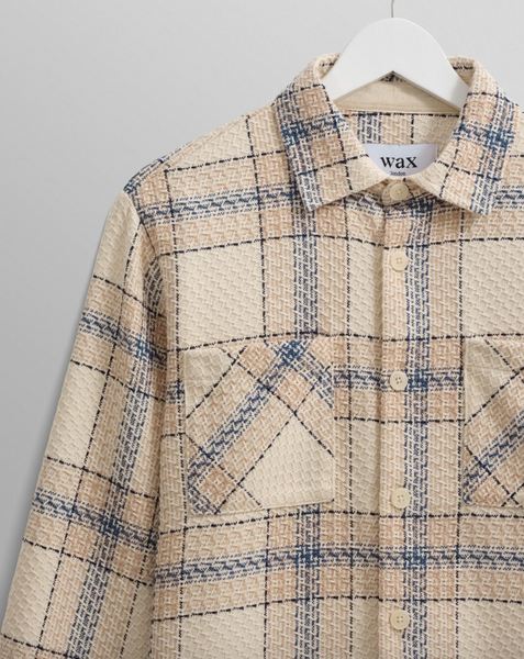 Wax London- Summer Whiting Overshirt Earl Check Ecru/ Blue