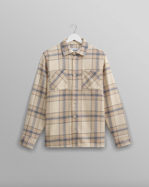 Wax London- Summer Whiting Overshirt Earl Check Ecru/ Blue