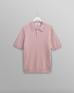 Wax London- Naples Polo Vertical Knit Pink
