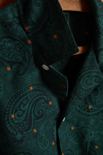 Portuguese Flannel- Green Paisley Jacquard