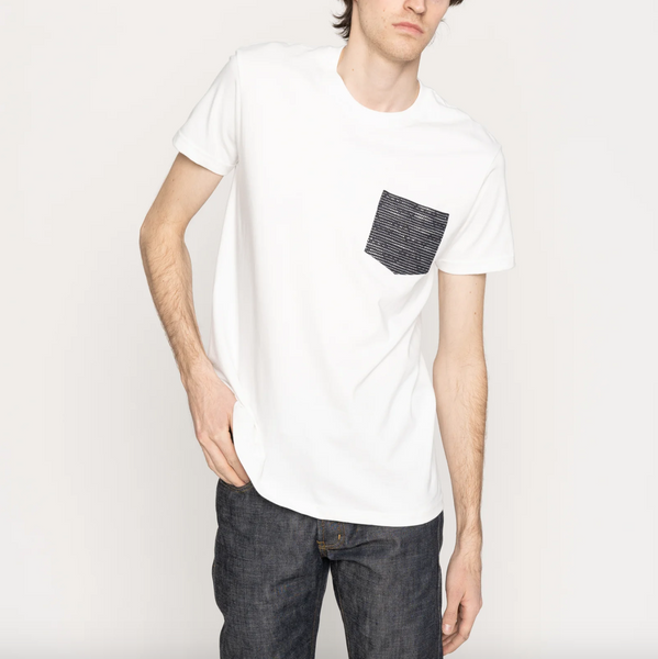 Naked & Famous- Pocket Tee Slub Sashiko White