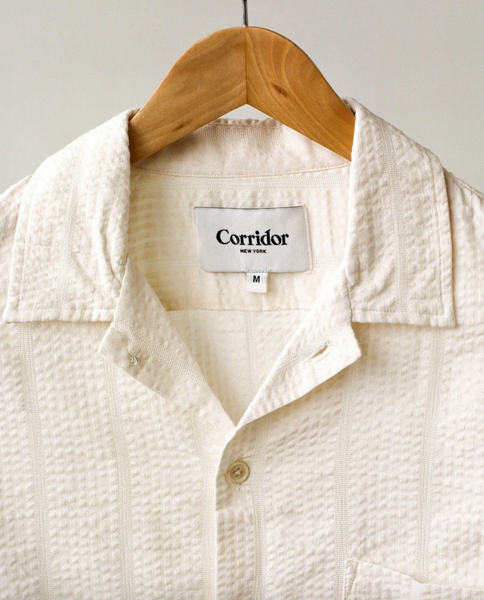 Corridor- Striped Seersucked SS White