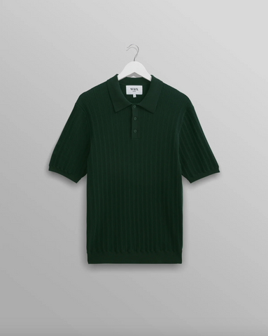 Wax London- Naples Polo Vertical Knit Green