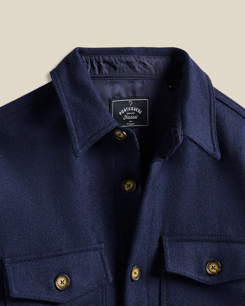 Portuguese Flannel- Wool Field Overshirt Navy