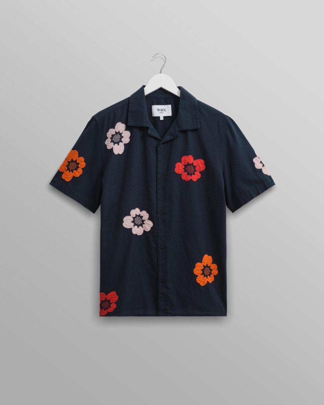 Wax London- Didcot SS Shirt Applique Floral Navy