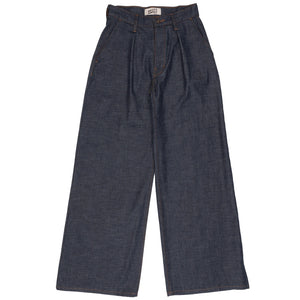 Naked & Famous- Wide Leg Trouser: Slub Nep Rinsed Denim